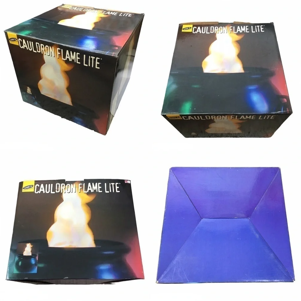 VINTAGE LITE F/X Halloween Cauldron Flame Lite Up Flicker Glow Decoration Spooky